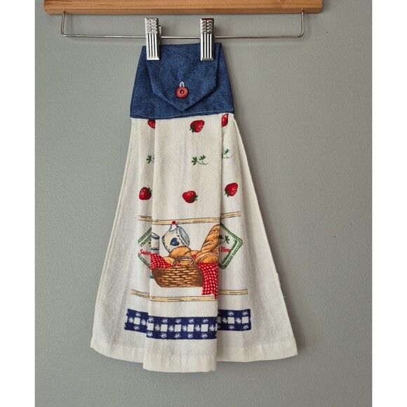 Unbranded Other - Rustic Farmhouse Sweet Home Bread Basket Strawberry Motif Kitchen Hanging Towel